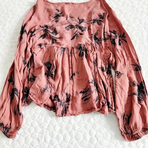 Amuse Society long sleeved blouse tee shirt top palm peasant XS maeve - Picture 5 of 9